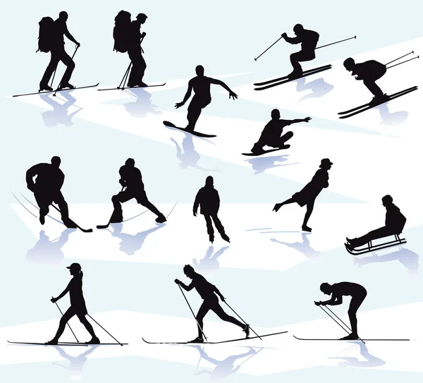 Winter Sports Leisure Activities Illustration — Stock Vector