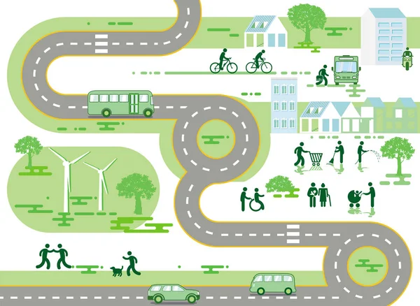 Mapa Ciudad Vida Ciudad Ilustración Vectorial — Archivo Imágenes Vectoriales