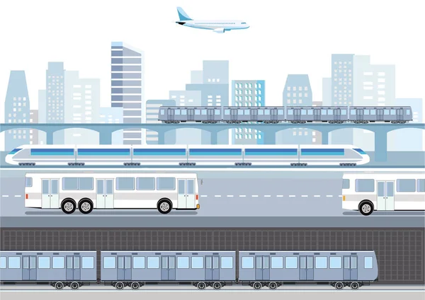 Transport Storstad Illustration — Stock vektor