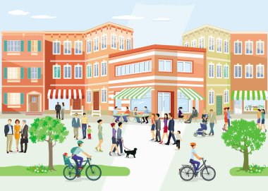 Şehirde büyük bir grup insan var.