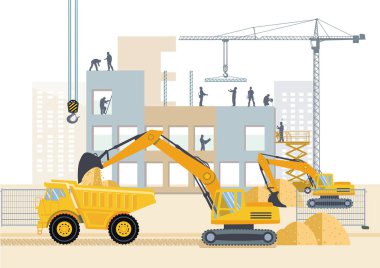 İnşaat alanındaki zanaatkar binası