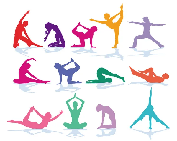 Ginástica Yoga Treino Desporto Conjunto — Vetor de Stock