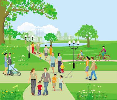Eğlence insanlar ve aileler ile Şehir parkı