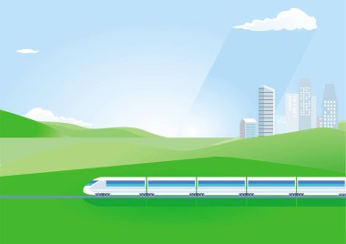 Kırsal illüstrasyon hızlı tren, demiryolu demiryolu