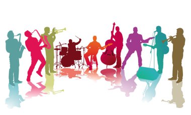 Parlak renklerde müzik grubu