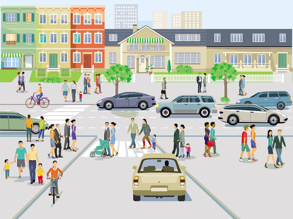 Cars in traffic jam at the intersection