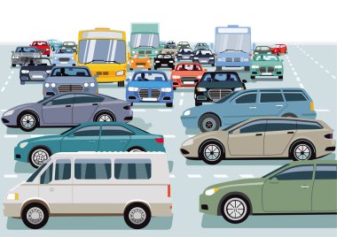 Kavşakta trafik sıkışıklığı nda arabalar