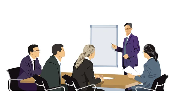 Equipe Negócios Uma Reunião Ilustração —  Vetores de Stock
