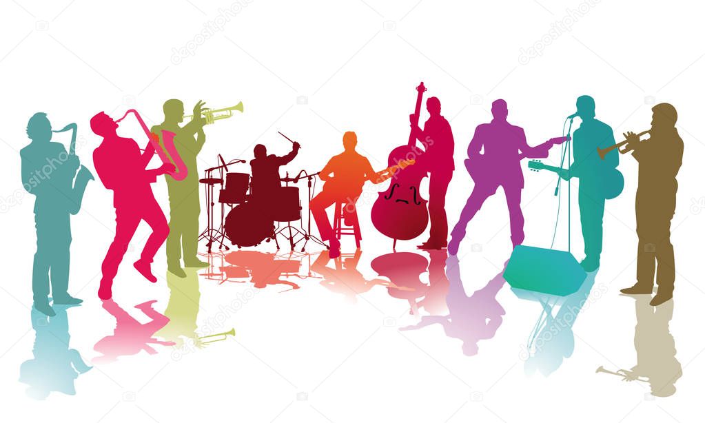 Music group in bright colors