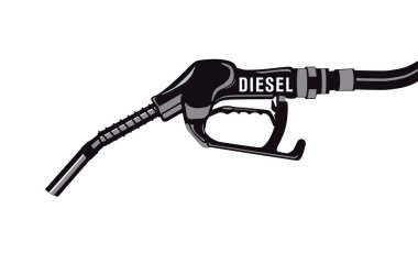Refueling, fuel nozzle with diesel fuel clipart