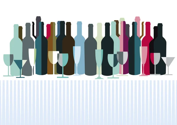 ワインボトル 抽象的なカラフルなボトル イラスト — ストック写真