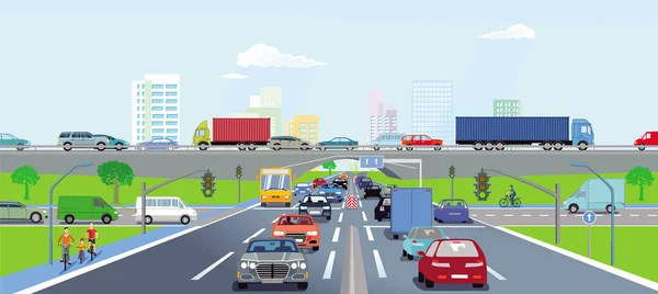 Autopistas Una Gran Ciudad — Vector de stock