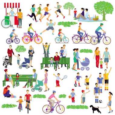 Eğlence insanlar ve aileler ile Şehir parkı