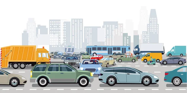 Voitures Embouteillage Intersection — Image vectorielle