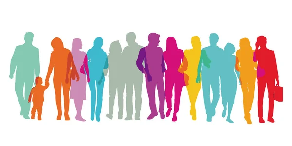 Colorful Group People Standing Together — Stock Vector
