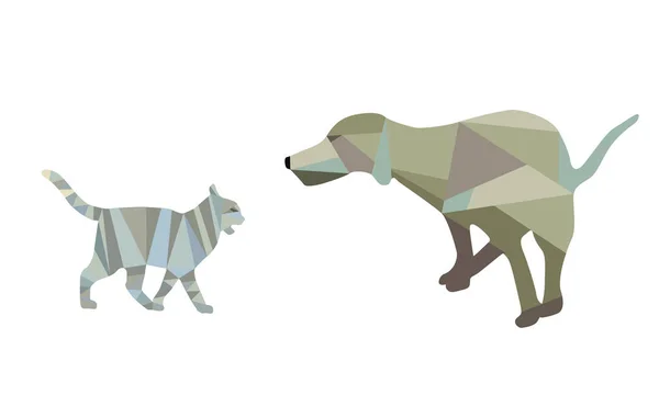 Perro Gato Enfrentan Entre — Vector de stock