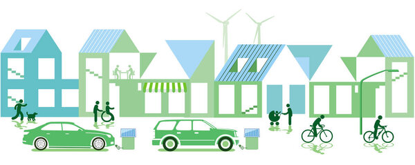 зеленый город с местным движением
,