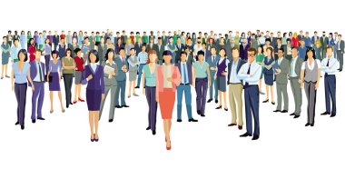 large group of people are standing together clipart