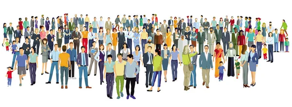 Large Group People Standing Together — Stock Vector