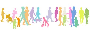 Aileler ve yayalar ile şehir