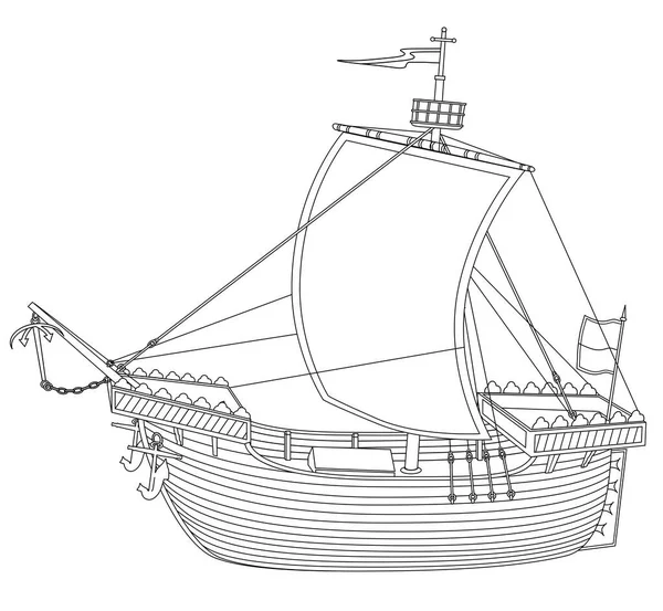 Cog Παραδοσιακό Ιστιοφόρο Κατά Διάρκεια Της Hanseatic League — Διανυσματικό Αρχείο