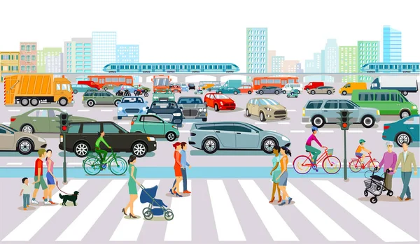 大城市繁忙的交通时间 — 图库矢量图片