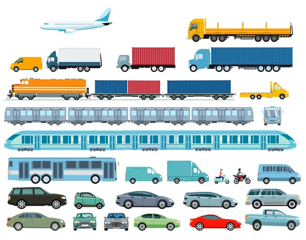 Auto Spoorwegen Vrachtwagens Illustratie — Stockvector