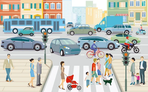 Trafic Routier Dans Ville Illustration — Image vectorielle