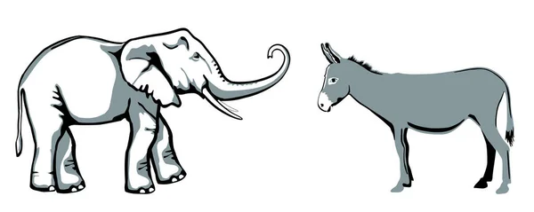 공화당과 민주당의 상징인 코끼리 당나귀 — 스톡 사진
