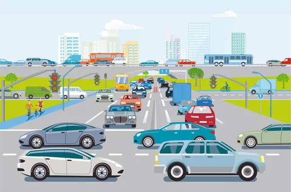 Trafic Routier Avec Embouteillage Intersection Illustration — Photo