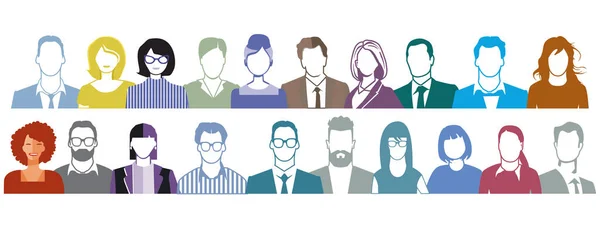 Grande Grupo Pessoas Retrato Rostos Ilustração Sobre Fundo Branco — Fotografia de Stock