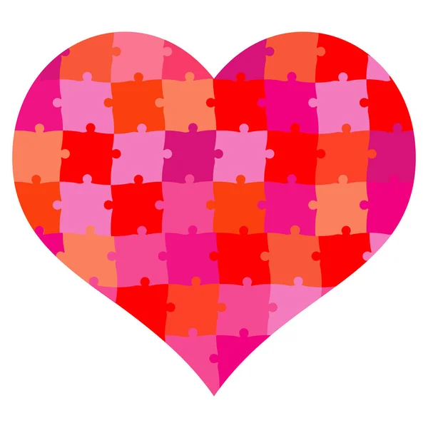 Herzform Puzzle Rot Vektor Illustration — Stockfoto