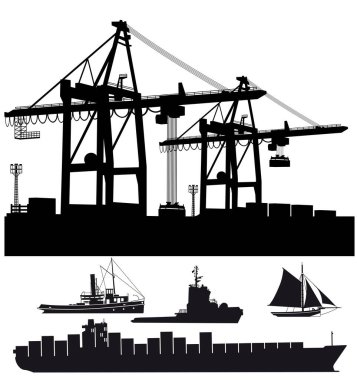 Vektör illüstrasyonlu port terminali