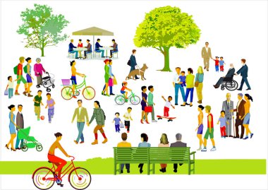 Boş zamanların tadını çıkaran geniş insan grupları