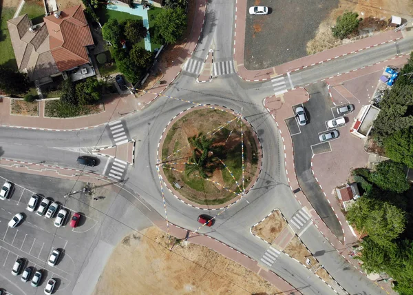 View Height Circular Intersection Streets City Hadera Israel — Stock Photo, Image