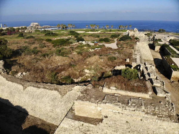 Muralla Fortaleza Parque Arqueológico Nacional Antigüedades Cesarea —  Fotos de Stock