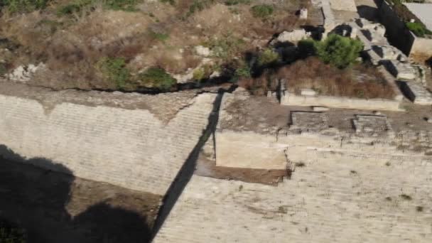 Vesting Muur Nationale Archeologische Park Van Antiquiteiten Caesarea — Stockvideo