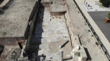 Caesarea görünümü yukarıdan, İsrail Roma döneminde Tapınağı arkeolojik kazılar