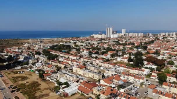 Nowej Dzielnicy Mieszkalnej Zachodniej Części Miasta Hadera Wybrzeżu Morza Śródziemnego — Wideo stockowe