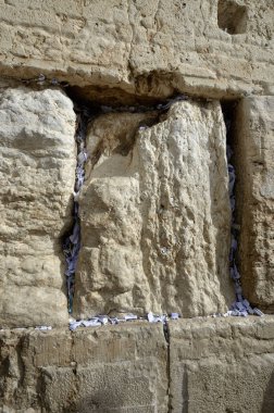 Western Wall, ağlama duvarı veya Kotel Jerusalem parçası notlarla Tanrı'ya