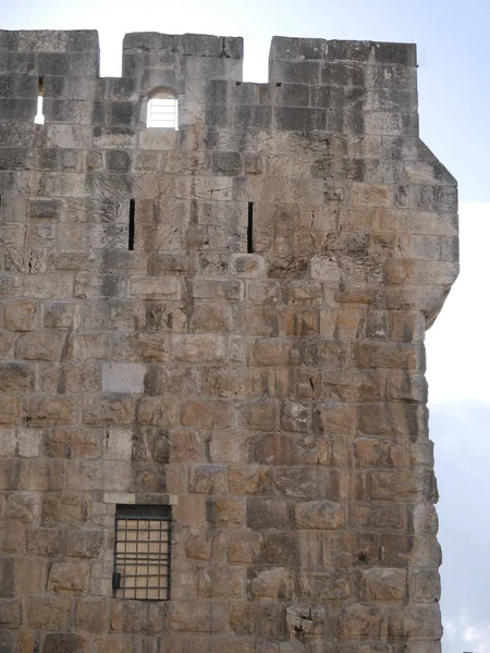 fragment of the wall of the tower of David in the old city in jerusalem