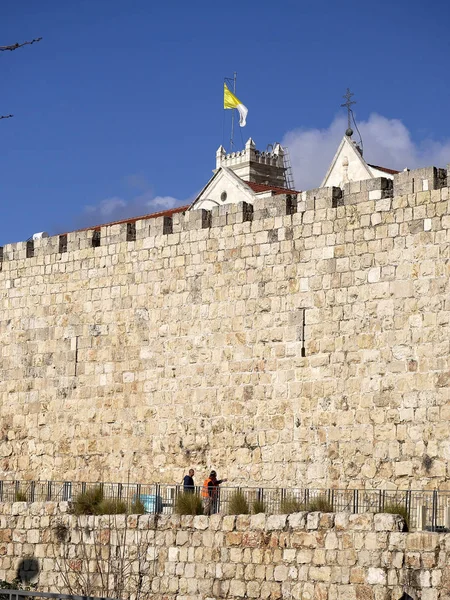 Fragment Muru Chrześcijańskiej Dzielnicy Starego Miasta Jerozolimie — Zdjęcie stockowe