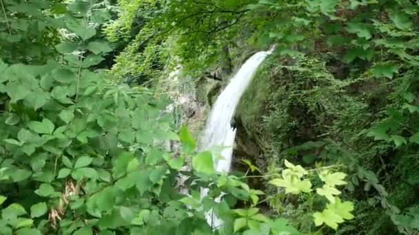 Località Della Biosfera Lillafured Ungheria Una Cascata Una Catena Montuosa — Video Stock