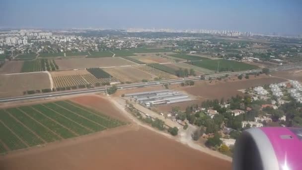 Vista Das Terras Avião Porthole Aeroporto Tel Aviv Israel — Vídeo de Stock