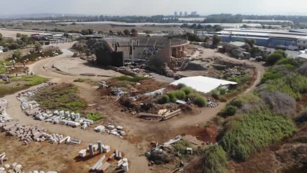 King Herod Amphitheater Hippodrome Caesarea Israel National Mediterranean Park — Stock Video