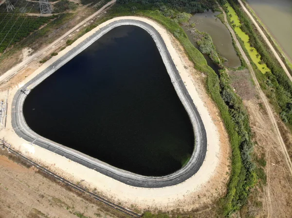 Konstgjord Damm Med Triangulär Oval Form Sydöstra Delen Kibbutz Gan — Stockfoto