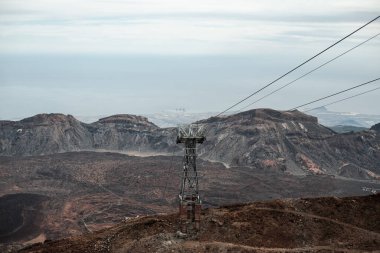 Sonsuz dağlardaki elektrik direğinin görkemli manzarası