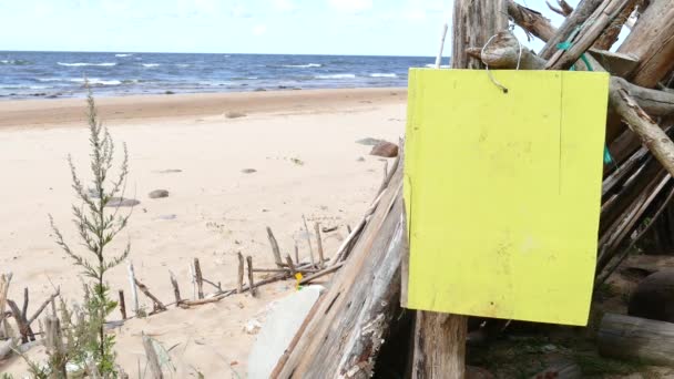 Αυτοσχέδια driftwood καλύβα καταφύγιο παραλία — Αρχείο Βίντεο