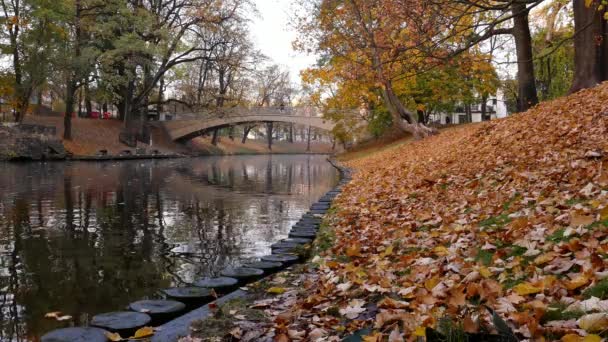 Riga-Kanal im Herbst — Stockvideo