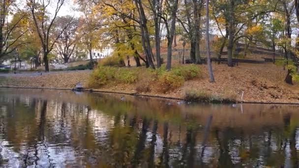Riga Canal herfst tijdig — Stockvideo
